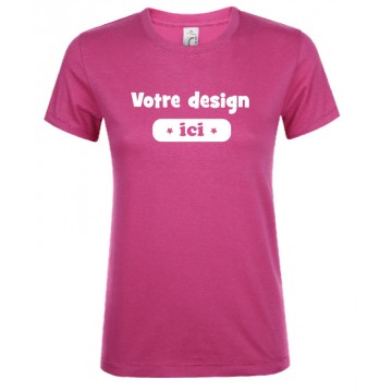 Tee-shirt coupe femme rose...