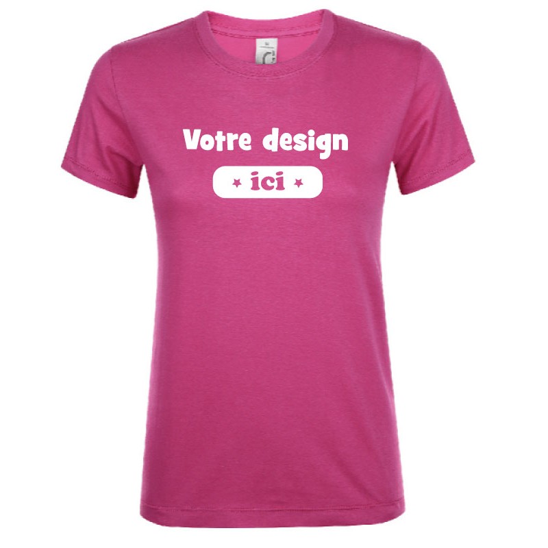 Tee-shirt coupe femme rose personnalisable