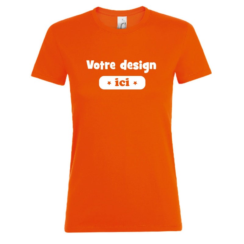 Tee-shirt coupe femme orange personnalisable