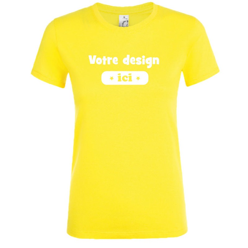 Tee-shirt coupe femme jaune personnalisable